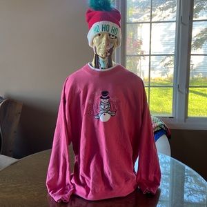 Pink 80s Snowman Crewneck